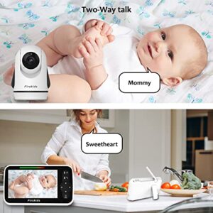 Firskids 5" Video Baby Monitor with Night Vision,2-Way Talk, VOX, Temperature Sense,3500mAh Battery Baby Monitor with Camera and Audio,Easy-to-Use,No WiFi Needed,1000ft Long Range