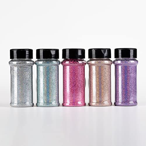 Extra Fine Holographic Glitter,5 Colors Glitter Set Pack,283g/10oz Craft Glitter Powder for Resin,Slime,Nail,Tumbler (5 New Holographic Colors)