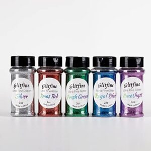 extra fine glitter,5 colors glitter pack,283g/10oz craft glitter powder for resin,slime,nail,tumbler (5 classic metallic colors)