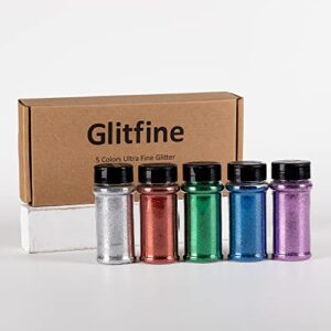 Extra Fine Glitter,5 Colors Glitter Pack,283g/10oz Craft Glitter Powder for Resin,Slime,Nail,Tumbler (5 Classic Metallic Colors)