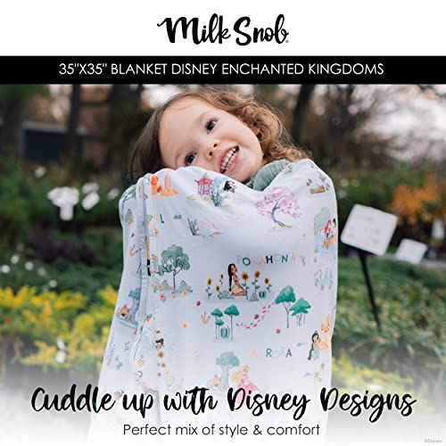 Milk Snob Disney Enchanted Kingdoms Baby Girl Swaddle Blanket, Soft Receiving, Security Bed and Play Blanket, Toddler and Infant Baby Bedding Registry and Shower Gifts, Newborn Essentials, 35x35