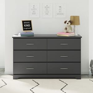 Storkcraft Brookside 4 Drawer Dresser (Gray) & Storkcraft Brookside 6 Drawer Double Dresser, Nursery Chest, Storage Dresser with Drawers, Universal Design, Gray