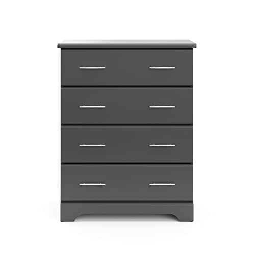 Storkcraft Brookside 4 Drawer Dresser (Gray) & Storkcraft Brookside 6 Drawer Double Dresser, Nursery Chest, Storage Dresser with Drawers, Universal Design, Gray