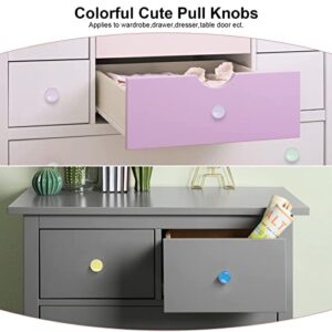 OctinPris 6X Colorful Cute Glossy Ceramic Knobs Round Mushroom Shape Lovely Door Pull Knob Cabinet Closet Ceramic Drawer Cupboard Kitchen Dresser Kids Child Bedroom Pulls Wardrobe Handles