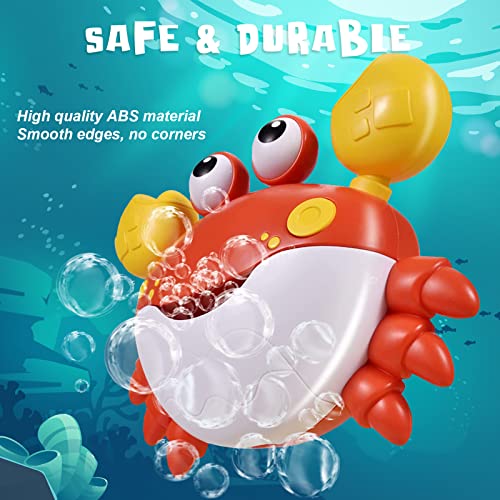 Crab Bath Toys for Toddlers 1-3 2-4 Bathtub Bubble Maker with Music Automatic Kids Bathtub Bubble Machine Baby Bath Toys for Infants 6-12 12-18 Months Birthday Gifts for 1 2 3 Year Old Boys Girls