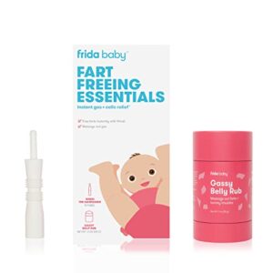 frida baby fart freeing essentials | includes windi and gassy belly rub for safe, natural, and instant gas and colic relief for infants and babies