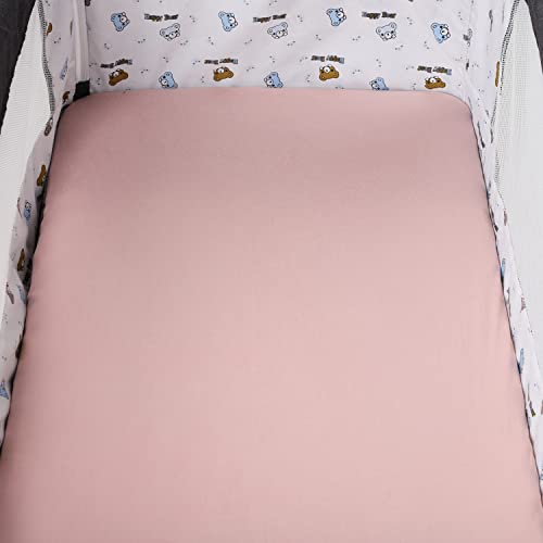 Tontukatu Bassinet Sheet Set 3 Pack (32" x 19") Compatible with Mika Micky, Baby Delight, Dream On Me Bassinet Mattress, Jersey Knit Ultra Soft Flexible for Baby Girls,Floral,Grey Rabbit & Pink