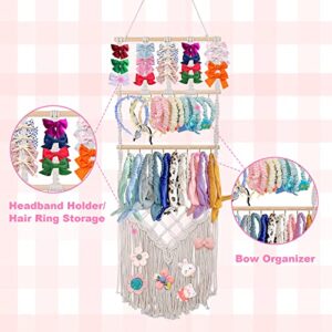 Heevir Headband Holder Hair Bow Organizer for Girls, Baby Hair Accessories Organizer, Headband Storage Wall Hanging Decor for Wall, Door and Closet