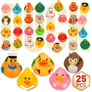 25 pack rubber ducks in bulk for kids bath toys assortment - jeep ducks for ducking ,toddlers floater duck baby showers accessories- party favors, birthday gifts ,bath time