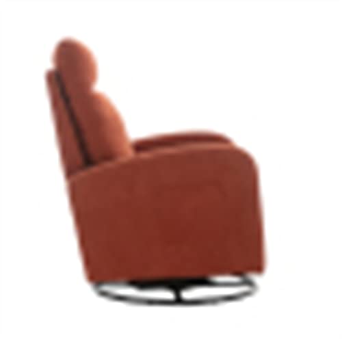i-POOK Swivel Glider Rocking Chair, Modern Upholstered Nursery Glider Rocker with Metal Base, Lumbar Pillow & Side Pocket Comfy High Back Armchair Single Sofa Chair Recliner for Living Room, Orange