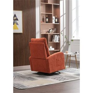 i-POOK Swivel Glider Rocking Chair, Modern Upholstered Nursery Glider Rocker with Metal Base, Lumbar Pillow & Side Pocket Comfy High Back Armchair Single Sofa Chair Recliner for Living Room, Orange