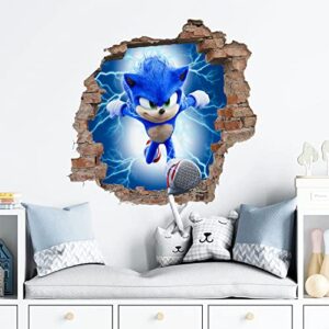 kids 3d cartoon sonic wall decal peel and stick removable cute stickers for sonic boys girls room nursery wall decor decals kids sonic themed room stickers