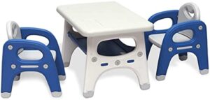 kinbor baby kids table and chair set - activity table for toddlers 1-3 (blue & white 1)