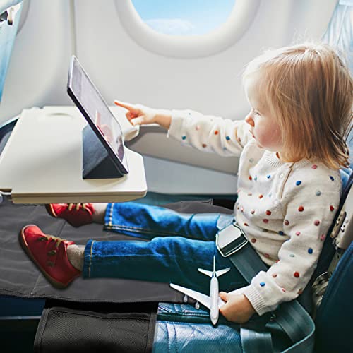 Kids Airplane Footrest, Lightweight Foldable Toddler Airplane Seat Extender Portable Toddler Travel Bed Kids Airplane Travel Essentials Airplane Travel Accessories for Kids (Black)