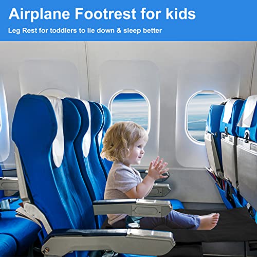 Kids Airplane Footrest, Lightweight Foldable Toddler Airplane Seat Extender Portable Toddler Travel Bed Kids Airplane Travel Essentials Airplane Travel Accessories for Kids (Black)