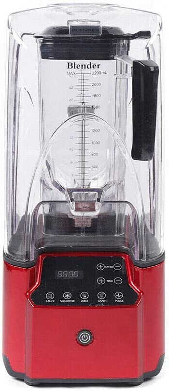 110V 2200W Electric Commercial Soundproof Blender 2.2L Fruit Juice Smoothie Maker Professional Countertop Blender with Shield Quiet Sound Enclosure for Puree, Ice Crush, Shakes and Smoothies