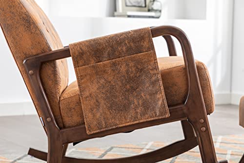 Cimcame Rocking Chair with Ottoman and Headrest Upholstered Nursery Glider Rocker Chair with Thick Padded Cushion High Backrest Accent Lounge Chairs for Living Room Bedroom