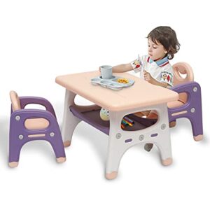 kinfant kids table and chair set - toddler activity table with storage shelf for children mesa para niños preschool, kindergarten, toddler table & chair set