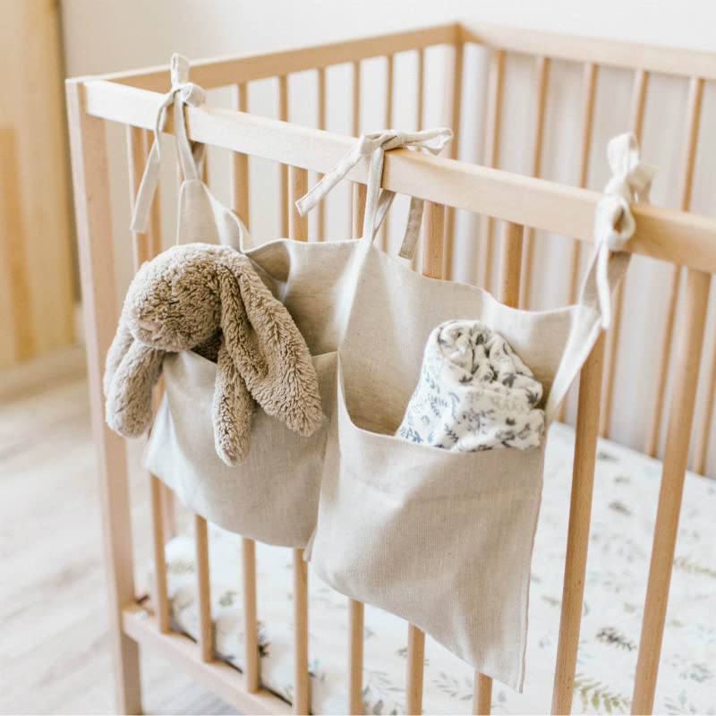 SuXHyez Bedside Caddy Hanging Storage Pocket Baby Cot Pocket Organiser for Holding Bottle Toy Diaper Nursery Dorm Rooms Baby Bed Rails Hanging Storage Bag（Grey