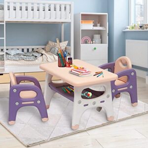 Kinfant Kids Table and Chair Set - Toddler Activity Table with Storage Shelf for Children Mesa para niños Preschool, Kindergarten, Toddler Table & Chair Set