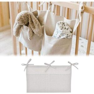 SuXHyez Bedside Caddy Hanging Storage Pocket Baby Cot Pocket Organiser for Holding Bottle Toy Diaper Nursery Dorm Rooms Baby Bed Rails Hanging Storage Bag（Grey