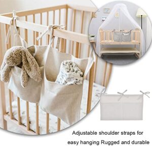 SuXHyez Bedside Caddy Hanging Storage Pocket Baby Cot Pocket Organiser for Holding Bottle Toy Diaper Nursery Dorm Rooms Baby Bed Rails Hanging Storage Bag（Grey