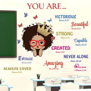 Black Girl Magic Inspirational Wall Decals Quote I'm Kind Princess Wall Sticker Positive Saying African American You are Beautiful Nursery Decor, Inspirational Home Afro Kid Room Decoration Bedroom Playroom Art Gift