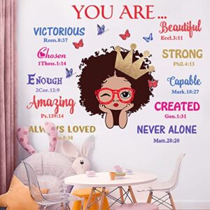 Black Girl Magic Inspirational Wall Decals Quote I'm Kind Princess Wall Sticker Positive Saying African American You are Beautiful Nursery Decor, Inspirational Home Afro Kid Room Decoration Bedroom Playroom Art Gift