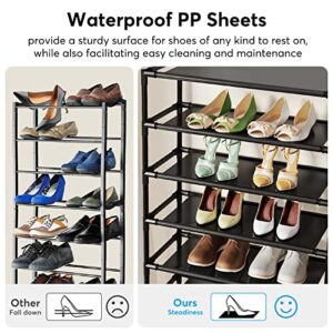 Tribesigns Narrow Shoe Rack 10 Tiers Vertical Tall Shoes Rack for Closet Entryway, 20 Pairs Metal Shoes Organizer Storage Shelf with Nonwoven Fabric Dustproof Cover for Boots High Heels