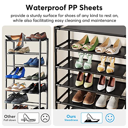 Tribesigns Narrow Shoe Rack 10 Tiers Vertical Tall Shoes Rack for Closet Entryway, 20 Pairs Metal Shoes Organizer Storage Shelf with Nonwoven Fabric Dustproof Cover for Boots High Heels