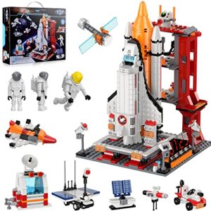 space exploration shuttle toys for 6 7 8 9 10 11 12 year old kids, 11-in-1 stem aerospace rocket building kit for 6-12 year old boys girls, best gifts for christmas birthday - 855pcs