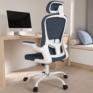 office chair, high back ergonomic desk chair, breathable mesh desk chair with adjustable lumbar support and headrest, swivel task chair with flip-up armrests, executive chair for home office