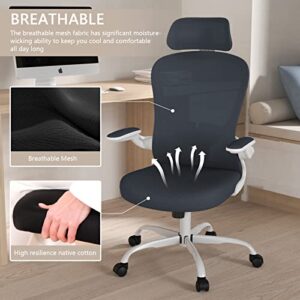 Office Chair, High Back Ergonomic Desk Chair, Breathable Mesh Desk Chair with Adjustable Lumbar Support and Headrest, Swivel Task Chair with flip-up Armrests, Executive Chair for Home Office