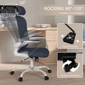 Office Chair, High Back Ergonomic Desk Chair, Breathable Mesh Desk Chair with Adjustable Lumbar Support and Headrest, Swivel Task Chair with flip-up Armrests, Executive Chair for Home Office