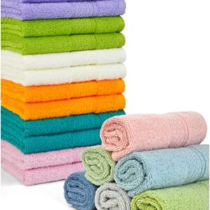 Cleanbear 18 Ultra-Soft Cotton Washcloths Set in 12 Vibrant Spring Colors - Perfect for Sensitive Skin