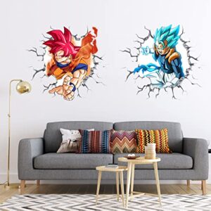 2 pcs large anime wall decal realistic 3d comics poster decals vinyl wallpaper kids'bedroom living room playroom nursery wall decor gift supplies(15.7“x35.4")
