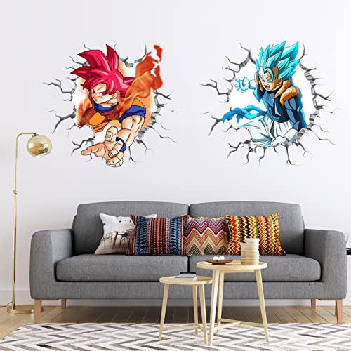 2 Pcs Large Anime Wall Decal Realistic 3D Comics Poster Decals Vinyl Wallpaper Kids'bedroom Living Room Playroom Nursery Wall Decor Gift Supplies(15.7“x35.4")