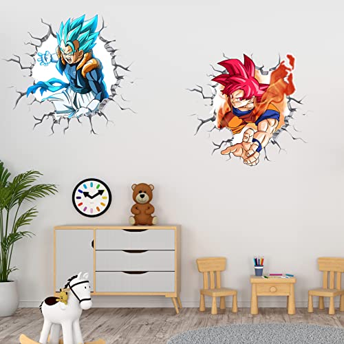 2 Pcs Large Anime Wall Decal Realistic 3D Comics Poster Decals Vinyl Wallpaper Kids'bedroom Living Room Playroom Nursery Wall Decor Gift Supplies(15.7“x35.4")