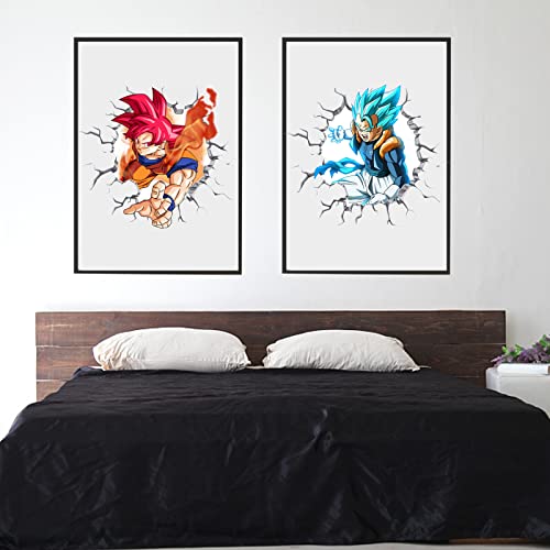 2 Pcs Large Anime Wall Decal Realistic 3D Comics Poster Decals Vinyl Wallpaper Kids'bedroom Living Room Playroom Nursery Wall Decor Gift Supplies(15.7“x35.4")