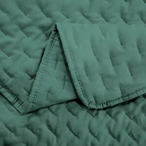 Mocaletto Luxury Twin Size Quilts, 2 Piece Green Quilt Set, Reversible Twin Quilt Bedding Set with Pillow Shams, Ultra Soft Lightweight Microfiber Bedspread, All Season Summer Twin Size Coverlet