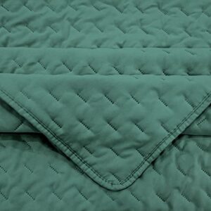 Mocaletto Luxury Twin Size Quilts, 2 Piece Green Quilt Set, Reversible Twin Quilt Bedding Set with Pillow Shams, Ultra Soft Lightweight Microfiber Bedspread, All Season Summer Twin Size Coverlet