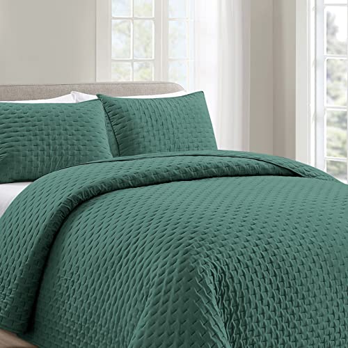 Mocaletto Luxury Twin Size Quilts, 2 Piece Green Quilt Set, Reversible Twin Quilt Bedding Set with Pillow Shams, Ultra Soft Lightweight Microfiber Bedspread, All Season Summer Twin Size Coverlet