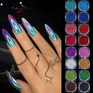 Holographic Nail Glitter 45 Jars Holo Laser Superfine Cosmetic Festival Powder Nail Pigment for Tumblers, Arts and Craft Glitter, Iridescent Glitter for Body Nail Face Hair Eyeshadow Makeup