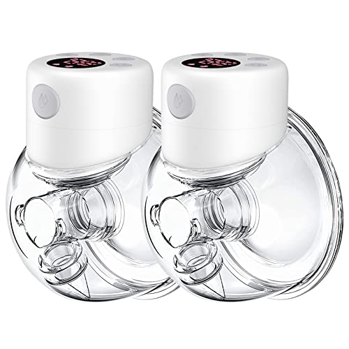 Breast Pump, Wearable Breast Pump, Hands Free Breast Pump, Electric Breast Pump 2 Mode & 9 Levels, 24mm Flange, 2 Pack