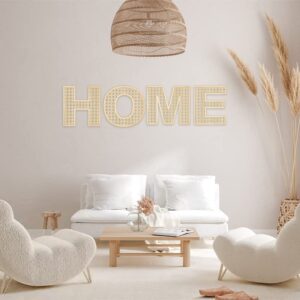 Wooden Rattan Letters for Wall Decor Rustic Wooden Letters 12 Inch Wood Letter Rattan Wall Decor for Wedding Nursery Sign Baby Shower Newborn Birthday Gift Boho Bedroom Decoration (A)