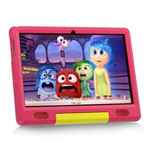 cheerjoy kids tablet 10 inch, android 12 tablet for kids with parent control, kidoz pre-installed, 2gb+32gb, 6000mah dual camera wifi bluetooth tablet, children tablet with shock-proof case (pink)