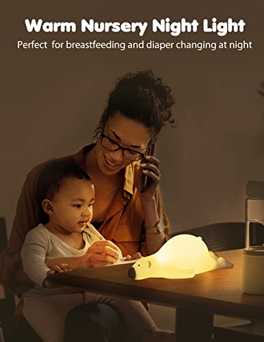 MOMSSY Night Light for Kids, Cute Animal Kids Night Light for Bedroom, Nursery Night Light for Kids with Timer, Touch Control Baby Night Light, Rechargeable Cute Lamp Cute Room Decor for Girls Boys