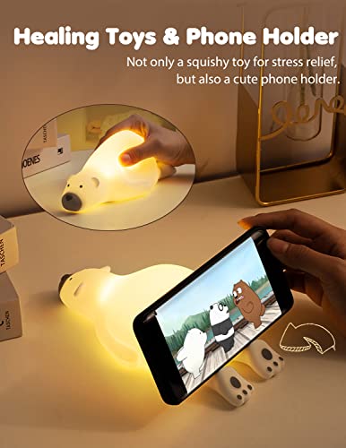 MOMSSY Night Light for Kids, Cute Animal Kids Night Light for Bedroom, Nursery Night Light for Kids with Timer, Touch Control Baby Night Light, Rechargeable Cute Lamp Cute Room Decor for Girls Boys