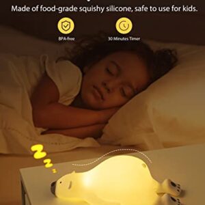 MOMSSY Night Light for Kids, Cute Animal Kids Night Light for Bedroom, Nursery Night Light for Kids with Timer, Touch Control Baby Night Light, Rechargeable Cute Lamp Cute Room Decor for Girls Boys