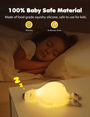 MOMSSY Night Light for Kids, Cute Animal Kids Night Light for Bedroom, Nursery Night Light for Kids with Timer, Touch Control Baby Night Light, Rechargeable Cute Lamp Cute Room Decor for Girls Boys